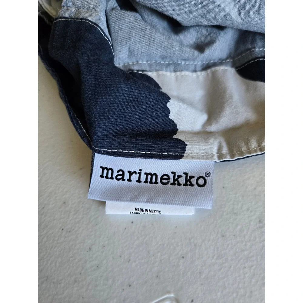 Marimekko Unikko Navy Blue White Floral Full Queen Duvet Cover 100% Cotton 88x92